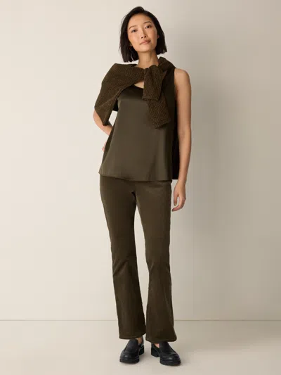 Eileen Fisher Stretch Silk Charmeuse Scoop Neck Tank In Brown