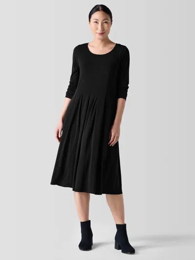 Eileen Fisher Stretch Silk Jersey Ballet Neck Dress In Black