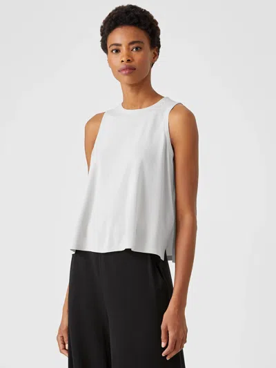 Eileen Fisher Stretch Silk Jersey Crew Neck Tank In Gray