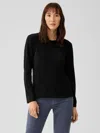 Eileen Fisher Organic Pima Cotton Jersey Long-sleeve Tee In Black