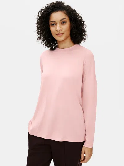 EILEEN FISHER STRETCH SILK JERSEY CREW NECK TOP