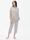 Eileen Fisher Stretch Silk Jersey Funnel Neck Tunic In Gray