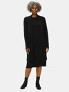 Eileen Fisher Stretch Silk Jersey High Collar Jacket In Black