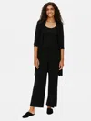 Eileen Fisher Stretch Silk Jersey Pleated Wide-leg Pant In Black