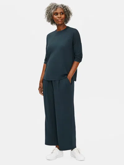 Eileen Fisher Stretch Silk Jersey Pleated Wide-leg Pant In Green