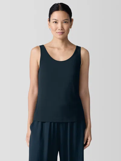 Eileen Fisher Stretch Silk Jersey Scoop Neck Tank In Blue