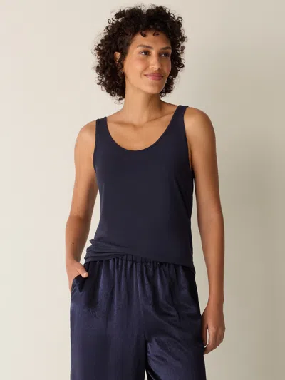 Eileen Fisher Stretch Silk Jersey Scoop Neck Tank In Blue