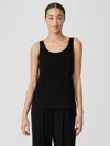 Eileen Fisher Stretch Silk Jersey Scoop Neck Tank In Black