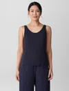 Eileen Fisher Stretch Silk Jersey Scoop Neck Tank In Black