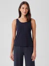 Eileen Fisher Stretch Silk Jersey Scoop Neck Tank In Brown