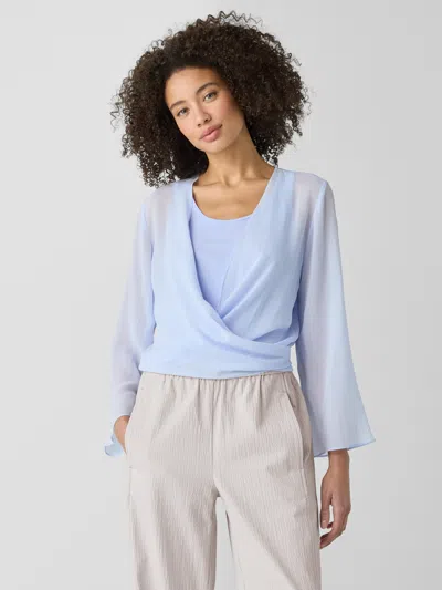 Eileen Fisher Stretch Silk Jersey Scoop Neck Tank In Blue