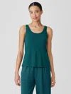 Eileen Fisher Stretch Silk Jersey Scoop Neck Tank In Blue