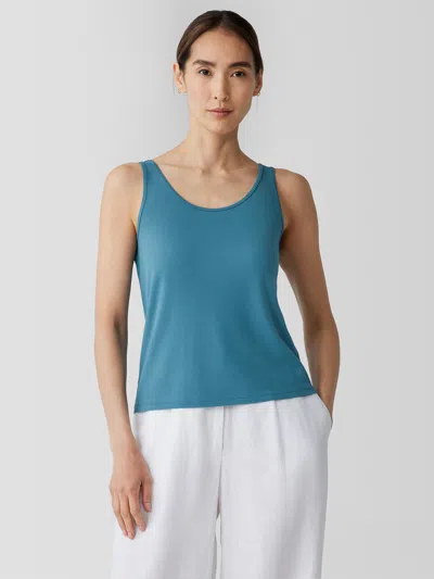 Eileen Fisher Stretch Silk Jersey Scoop Neck Tank In Blue