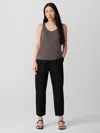 Eileen Fisher Stretch Silk Jersey Scoop Neck Tank In Brown