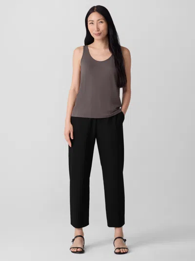 Eileen Fisher Stretch Silk Jersey Scoop Neck Tank In Brown
