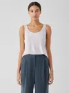 Eileen Fisher Stretch Silk Jersey Scoop Neck Tank In Blue