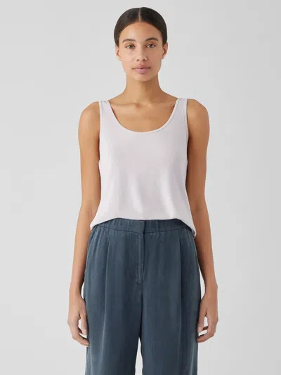 Eileen Fisher Stretch Silk Jersey Scoop Neck Tank In Blue