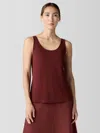 Eileen Fisher Stretch Silk Jersey Scoop Neck Tank In Brown