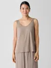 Eileen Fisher Stretch Silk Jersey Scoop Neck Tank In Brown