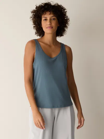 Eileen Fisher Stretch Silk Jersey Scoop Neck Tank In Blue