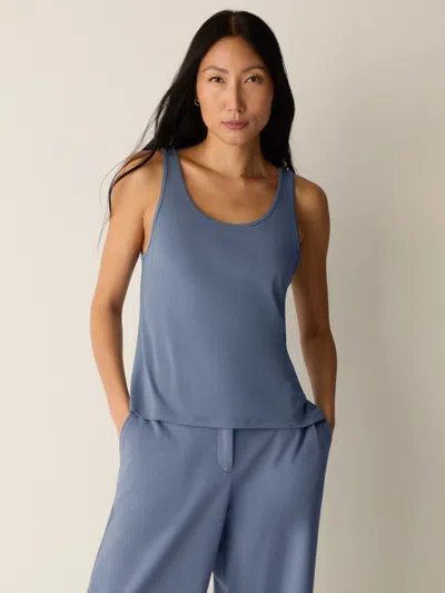 Eileen Fisher Stretch Silk Jersey Scoop Neck Tank In Flint