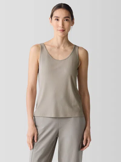 Eileen Fisher Stretch Silk Jersey Scoop Neck Tank In Neutral