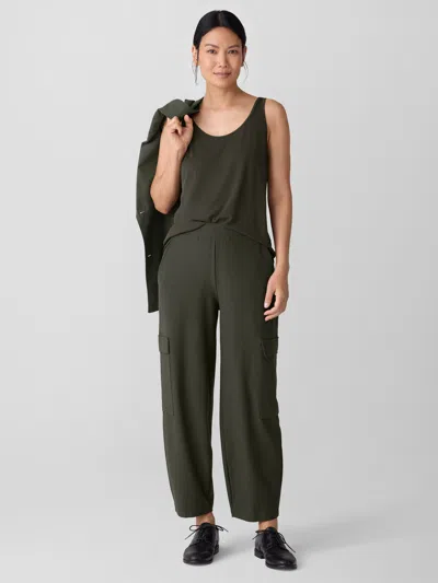 Eileen Fisher Stretch Silk Jersey Scoop Neck Tank In Green