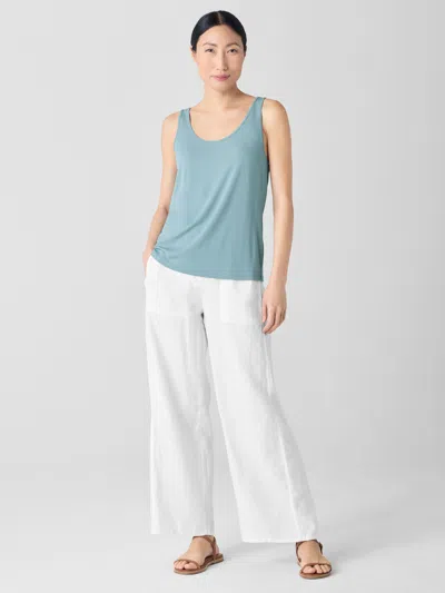 Eileen Fisher Stretch Silk Jersey Scoop Neck Tank In Blue
