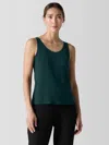 Eileen Fisher Stretch Silk Jersey Scoop Neck Tank In Green