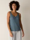 Eileen Fisher Stretch Silk Jersey Scoop Neck Tank In Green