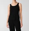 Eileen Fisher Stretch Silk Jersey Scoop Neck Tank In Black In Black