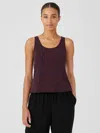 Eileen Fisher Stretch Silk Jersey Scoop Neck Tank In Brown
