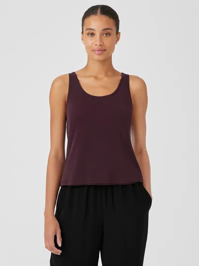 Eileen Fisher Stretch Silk Jersey Scoop Neck Tank In Brown