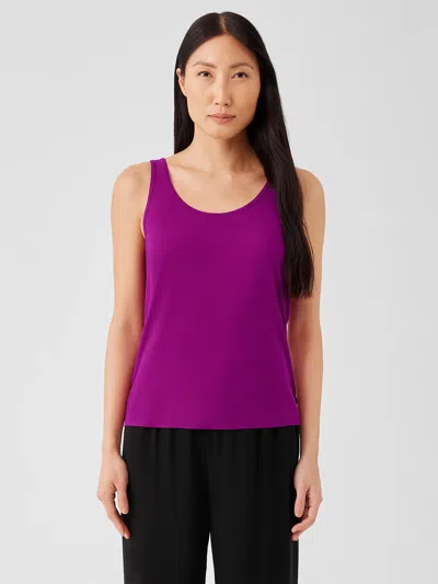 Eileen Fisher Stretch Silk Jersey Scoop Neck Tank In Purple