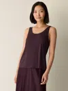 Eileen Fisher Stretch Silk Jersey Scoop Neck Tank In Brown