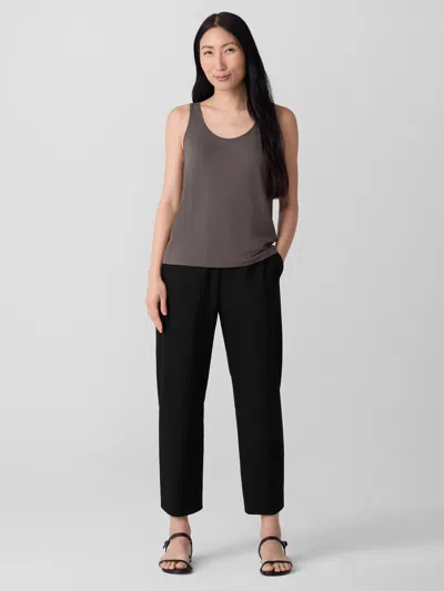 Eileen Fisher Stretch Silk Jersey Scoop Neck Tank In Brown