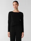 Eileen Fisher Stretch Silk Jersey Scoop Neck Top In Black