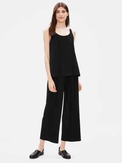 Eileen Fisher Stretch Silk Jersey Wide-leg Pant In Black