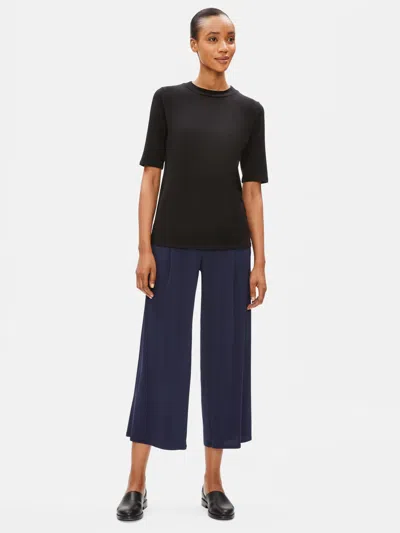 Eileen Fisher Stretch Silk Jersey Wide-leg Pant In Black