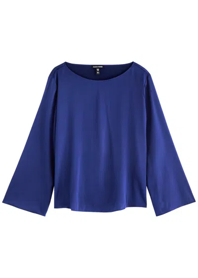 Eileen Fisher Stretch-silk Satin Top In Dark Blue