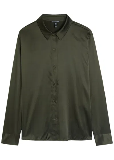 Eileen Fisher Washed Organic Cotton Poplin Classic Collar Short Shirt In Black