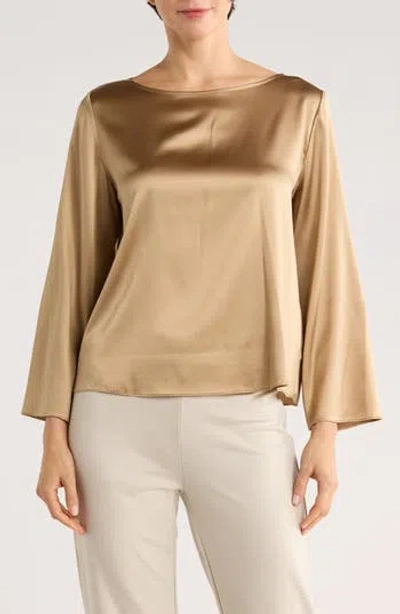 Eileen Fisher Stretch Silk Top In Brown
