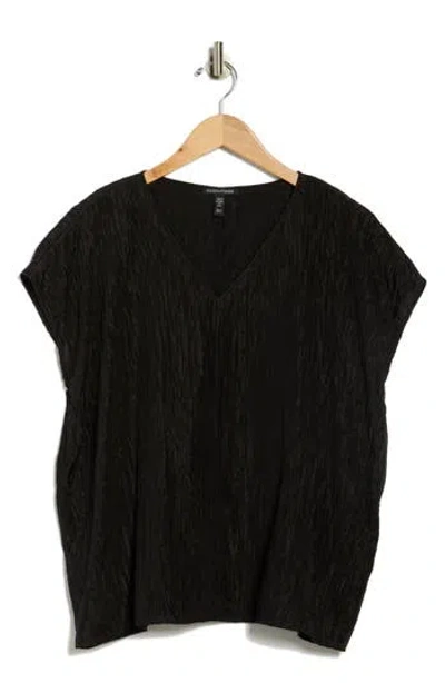 Eileen Fisher Stretch Silk V-neck Top In Black