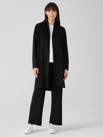 Eileen Fisher Stretch Terry High Collar Jacket In Black