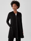 Eileen Fisher Stretch Terry Hooded Jacket In Black