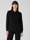 Eileen Fisher Stretch Terry Hooded Top In Black