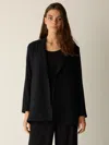 Eileen Fisher Stretch Wool Crepe Long Blazer In Black