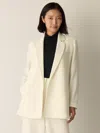 Eileen Fisher Stretch Wool Crepe Long Blazer In Neutral