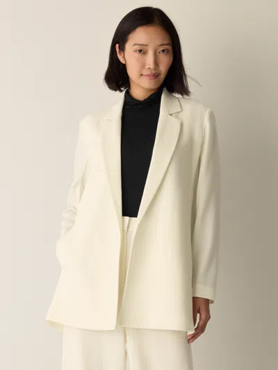 Eileen Fisher Stretch Wool Crepe Long Blazer In Neutral