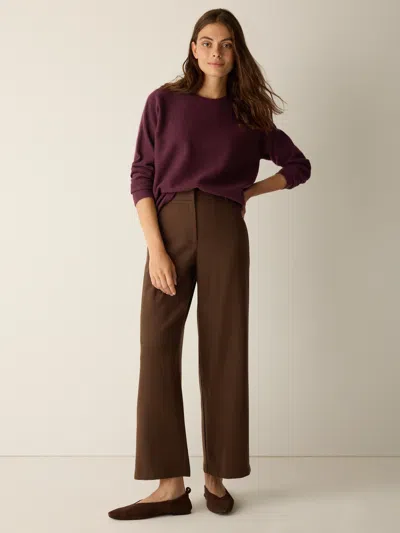 Eileen Fisher Stretch Wool Crepe Wide-leg Trouser In Brown